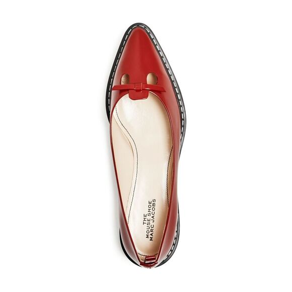 MARC JACOBS Womens Red Cutouts Mouse Shoe Pointed Toe Slip On Leather Flats 37 - Picture 4 of 4